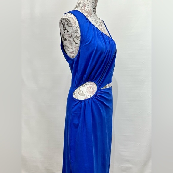 WALTER BAKER Royal blue one shoulder cutout midi dress size L - Picture 9 of 16